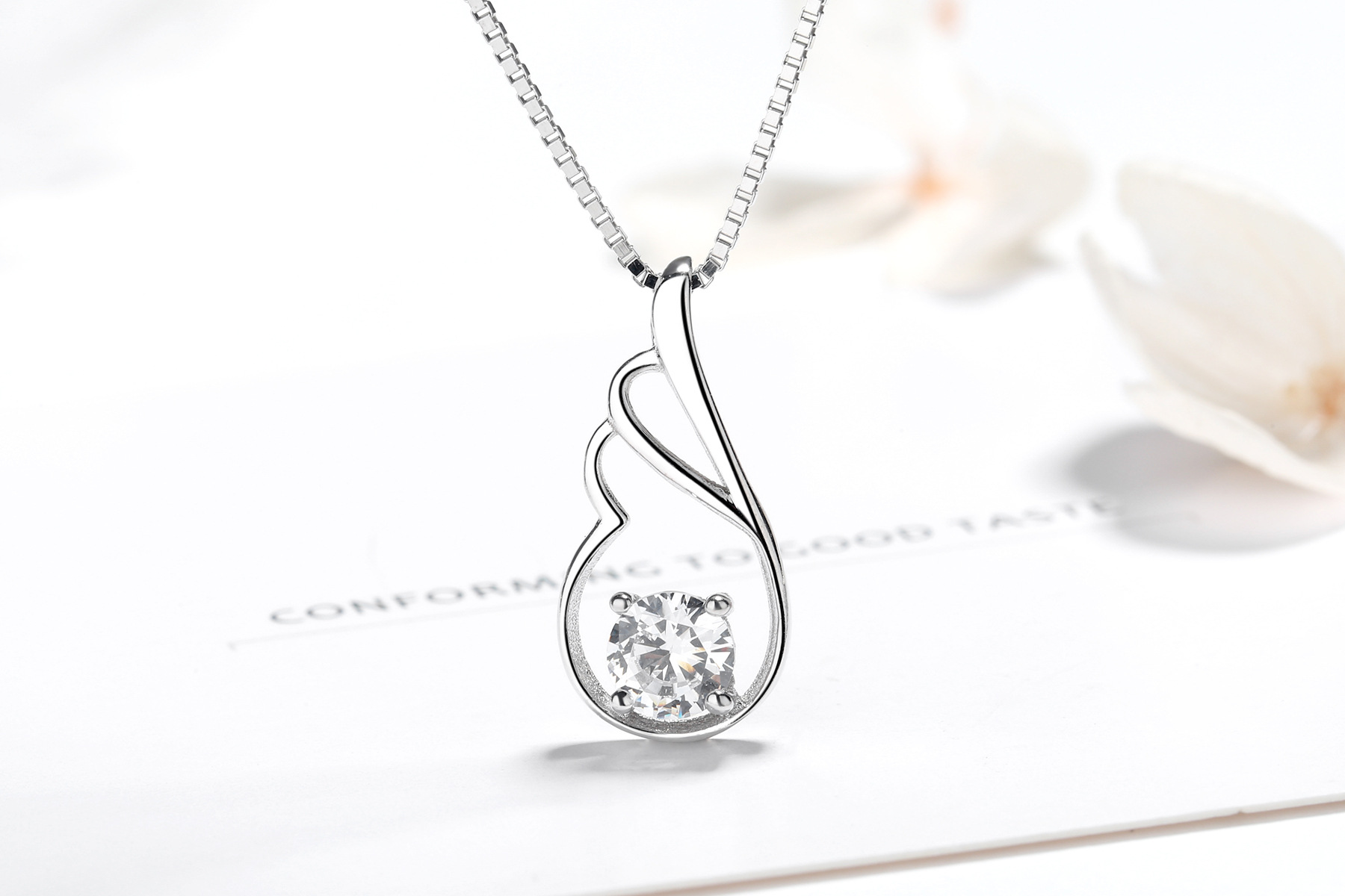 Angel Wing Diamond Necklace - Purple Color