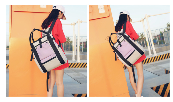 Blauer Canvas-Rucksack mit rotem Akzent