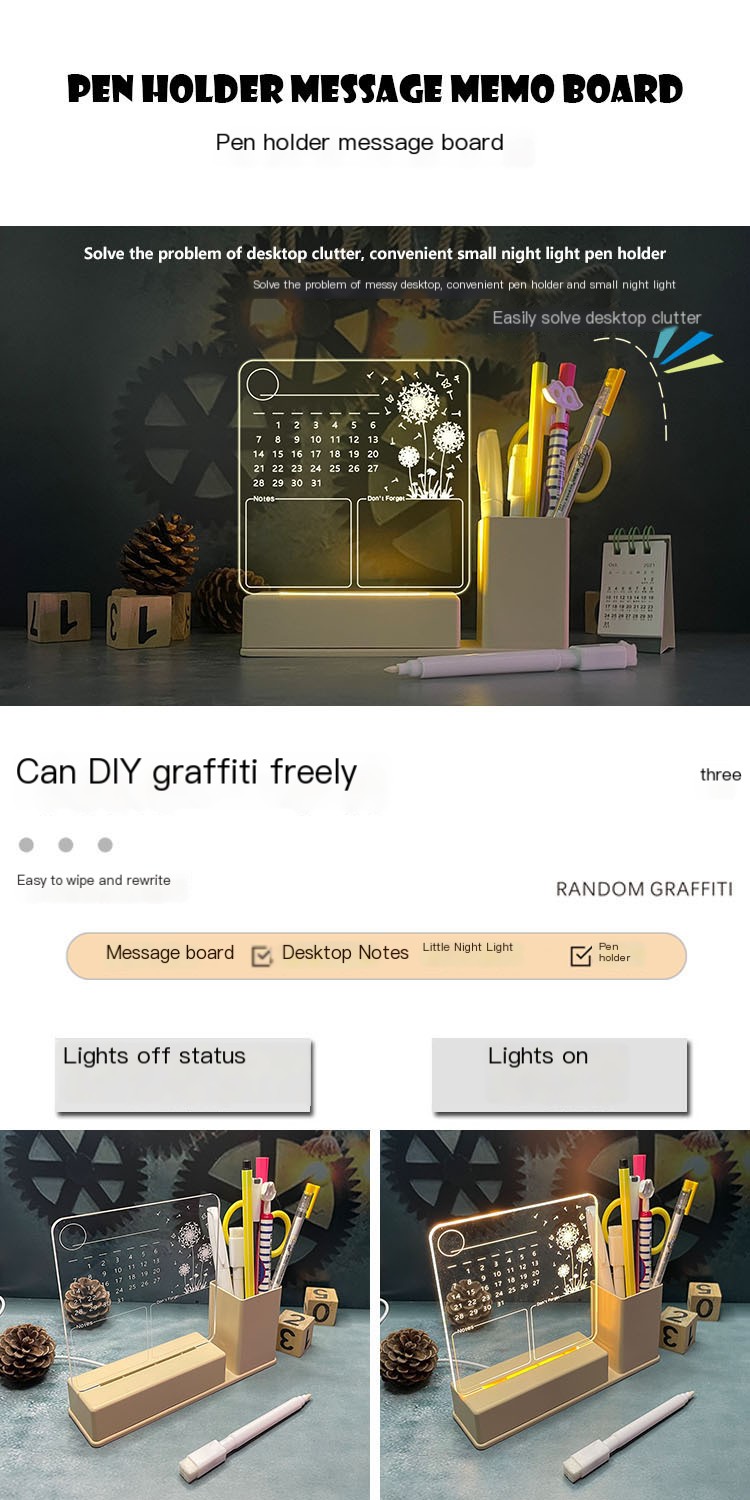 Glowing Night Light Acrylic Calendar Memo Board 4
