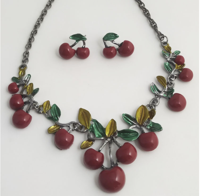 Cherry Necklace and Earring Set Image 2