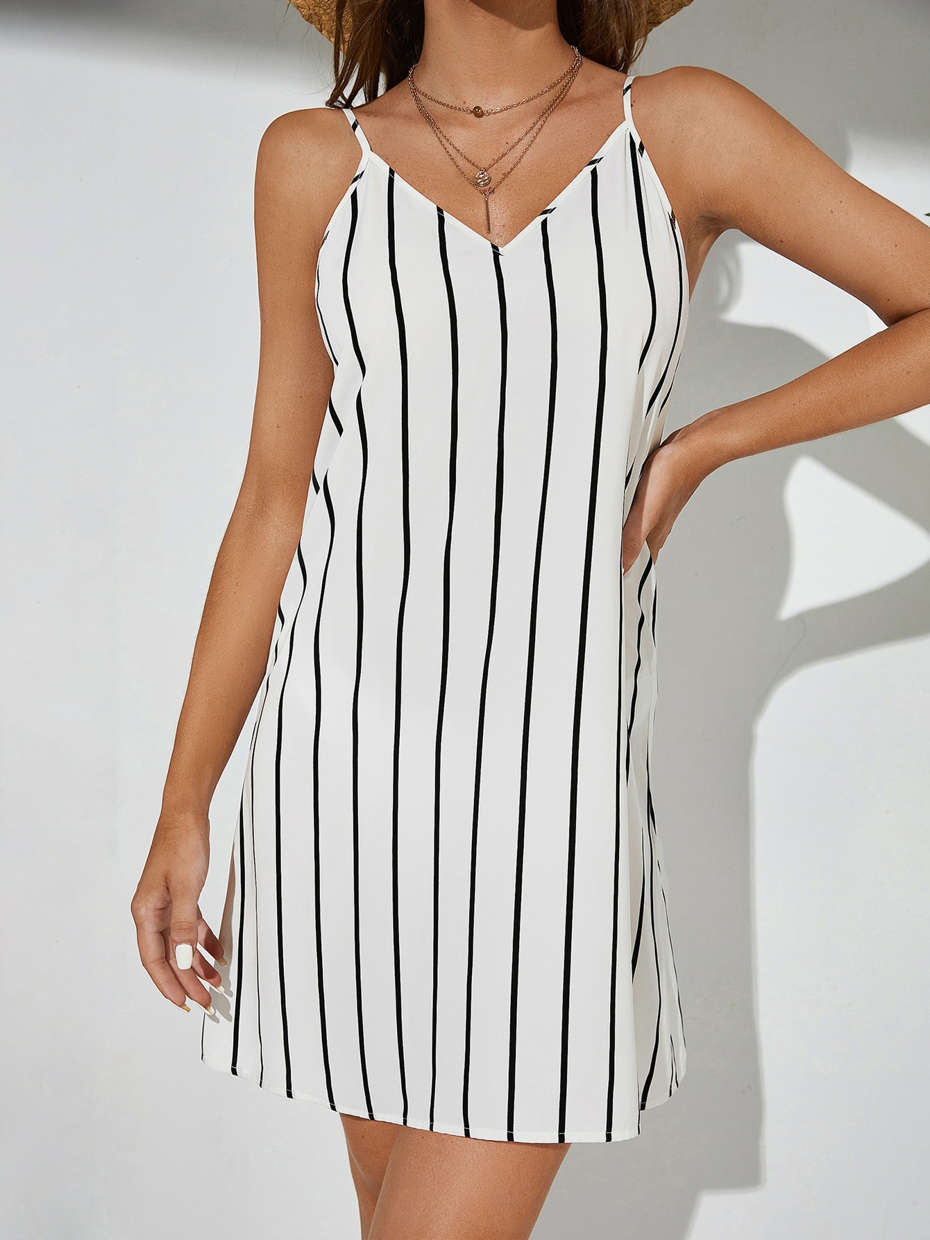 Striped women's dress - side view