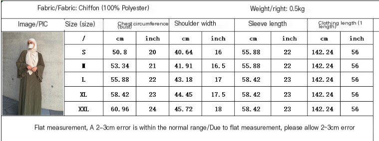 Muslim Dubai Chiffon Pleated Dress