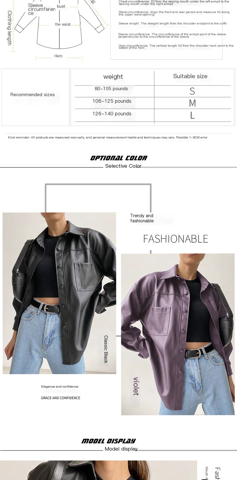 WOLFF,, Women's faux leather jacket with long sleeves