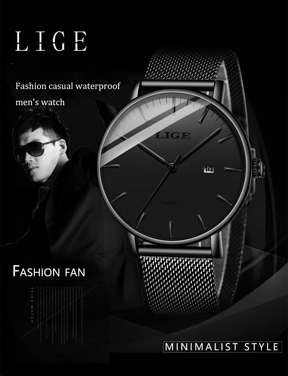 Lige Minimalist Watch - Black