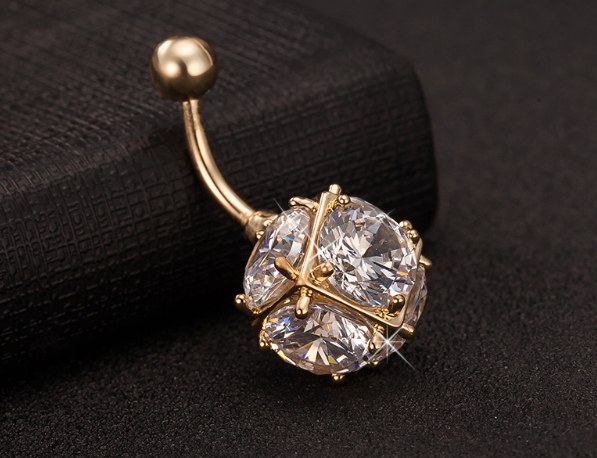 Colorful Square Crystal Belly Button Ring 2