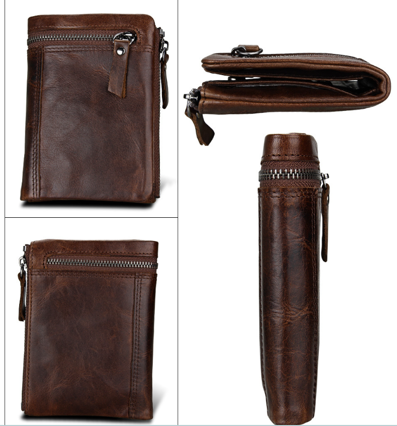 Genuine Leather Men's Wallet - Deep Brown