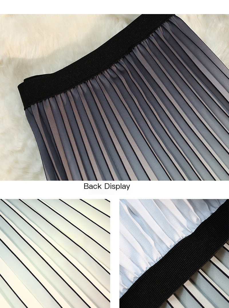 Gradient Color Velvet Pleated Skirt