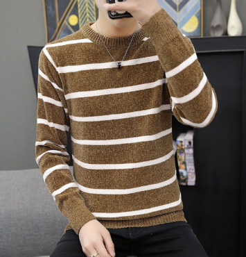 Men's Striped Sweater in Action
