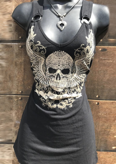 Skull Tank Top Detail View