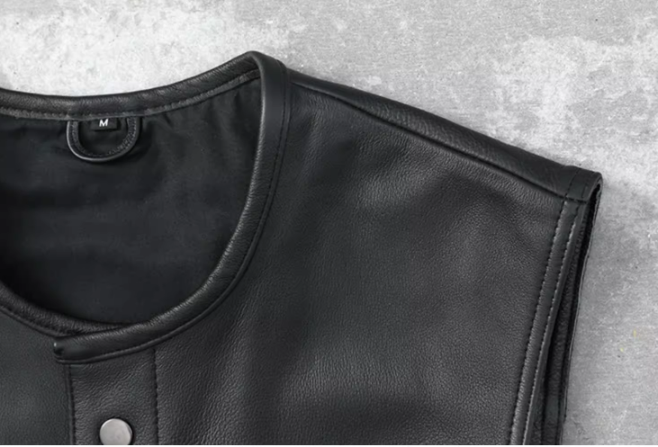Men's Sleeveless Leather Biker Vest Image 1