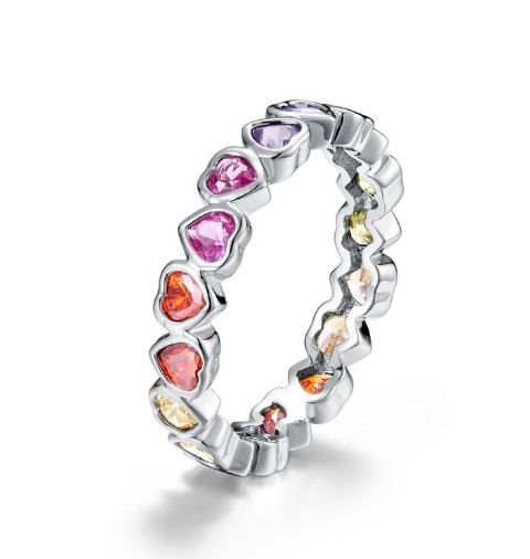 Mini Ring with Multicolored Hearts 5