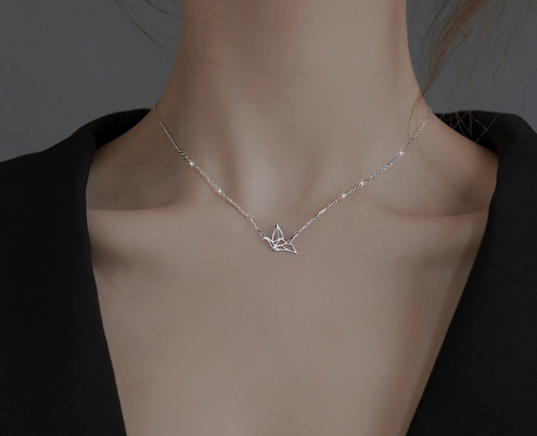 Thousand Paper Cranes Necklace in Gold