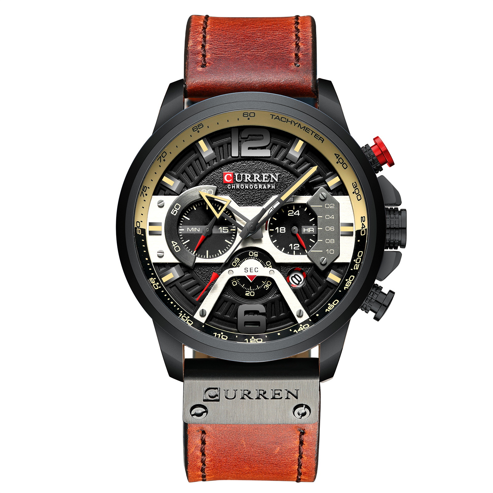 Lige Men's Quartz Watch - Gold Gram Black