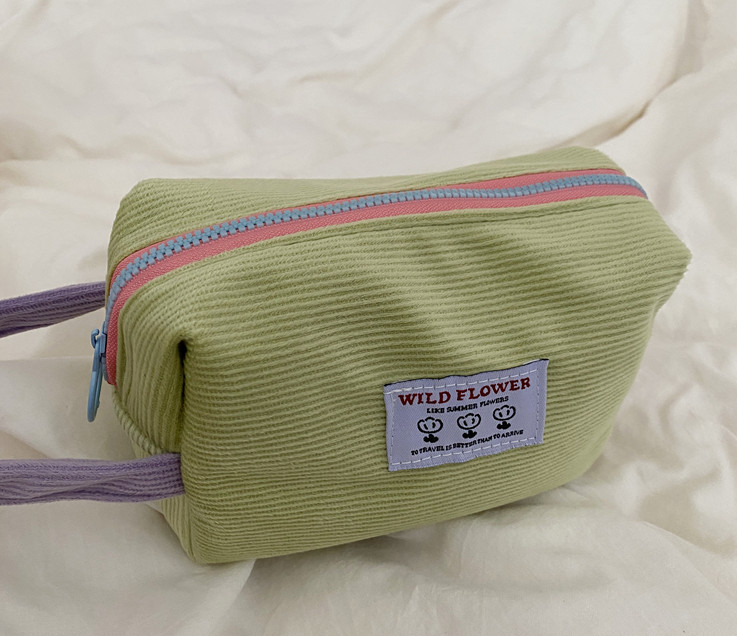 Korean Corduroy Travel Cosmetic Bag