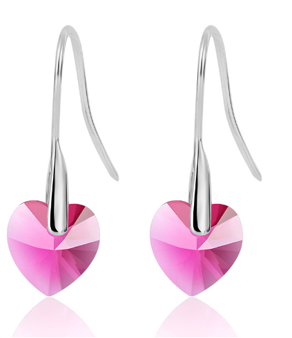 Heart-Shaped Earrings Rose Red