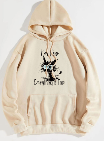 European and American Cat Fleece-lined Hoodie Image 5