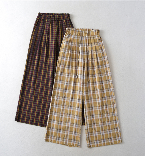 Wide-leg plaid pants image 1