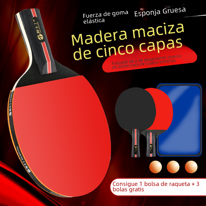 Factory direct table tennis racket set beginner double-sided reverse glue finished racket straight racket horizontal racket 2 racket set image