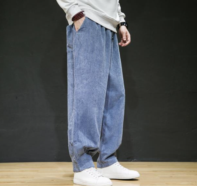 Stretchy fashionable comfortable loose retro men's casual pants
