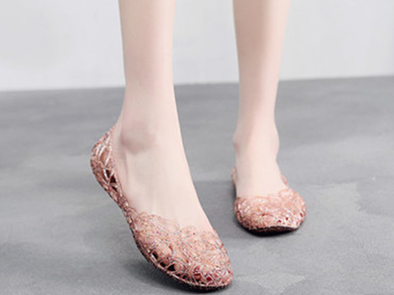 Plastic Hollow Sandals - Gold