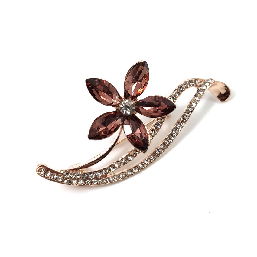 Five Leaf Flower Crystal Brooch 3