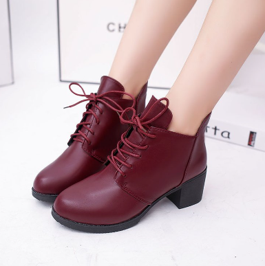 Burgundy round-toe flats