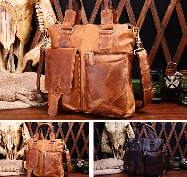 Functional Leather Shoulder Bag