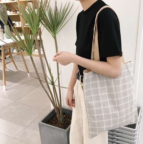 Single Shoulder Bag - Black Plaid