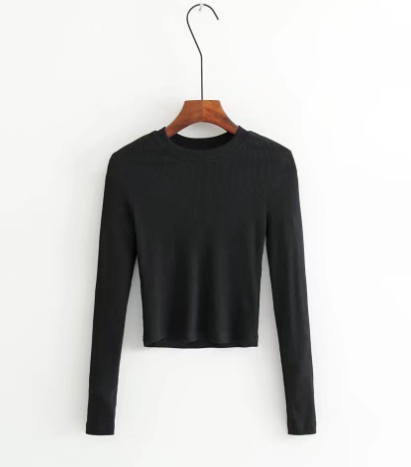 Cropped Long Sleeve T-shirt in Green