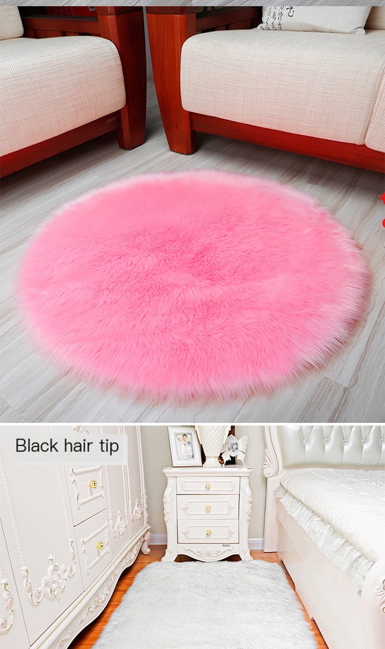 Princess Series Round Faux Sheepskin Rug 4