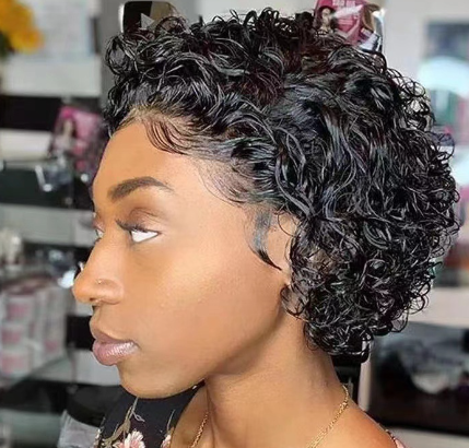 Short Curly Wig Side View