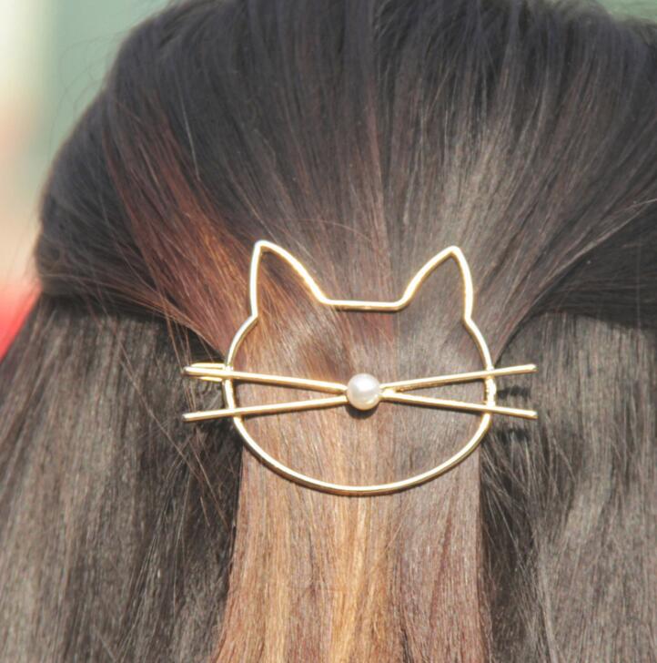 Cat-shaped Hair Clip Silver