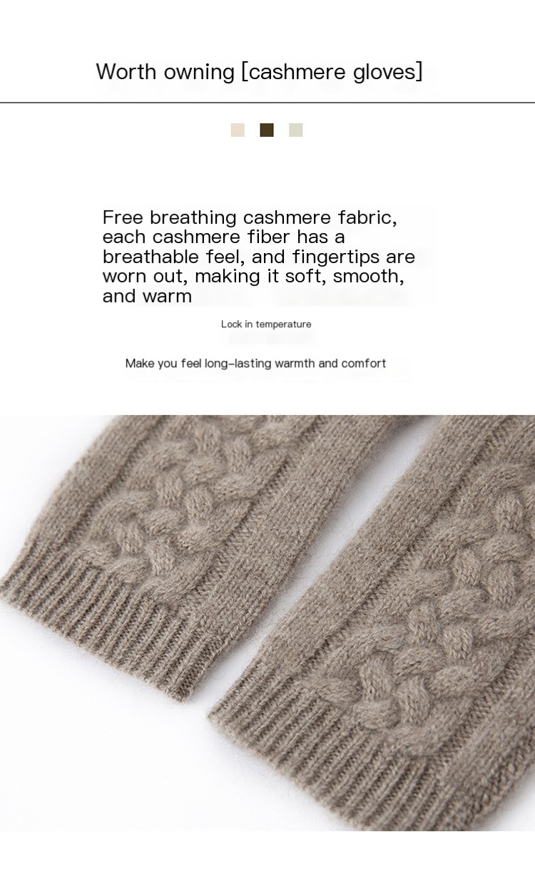 Cashmere Knitted Gloves Raw Velvet Rice