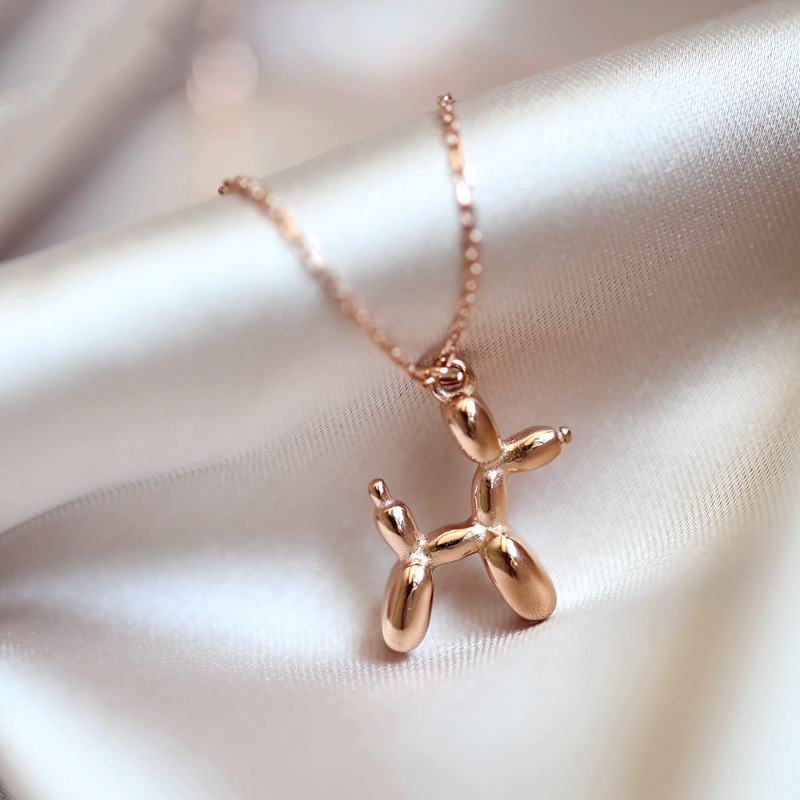 Balloon Dog Necklace Silver
