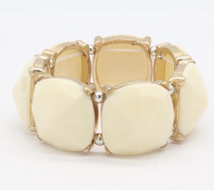 Black Gemstone Wide Bracelet