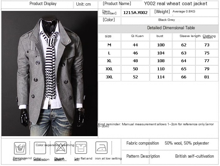 New Fashion Men Woolen Coat - Image 2