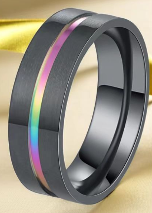 Rainbow Titanium Steel Men's Ring Image 2