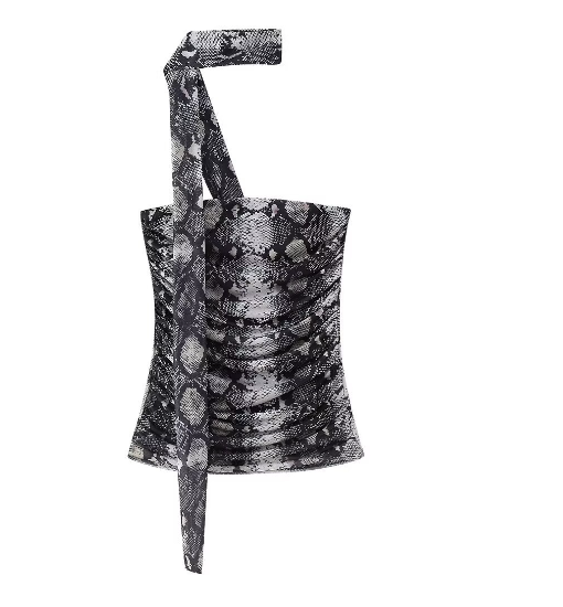 Snake Print Strapless Top