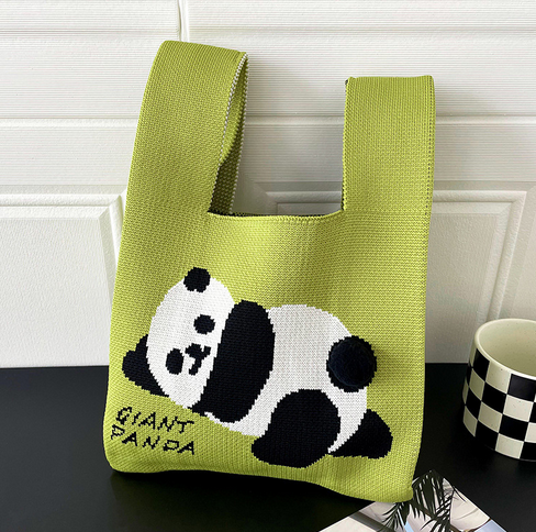 Vest Bag Knitted Cute Panda Shoulder Handbag
