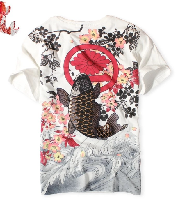 Embroidered Koi Fish T-Shirt Image 2