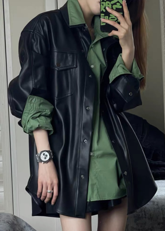 Long Leather Coat Image 1