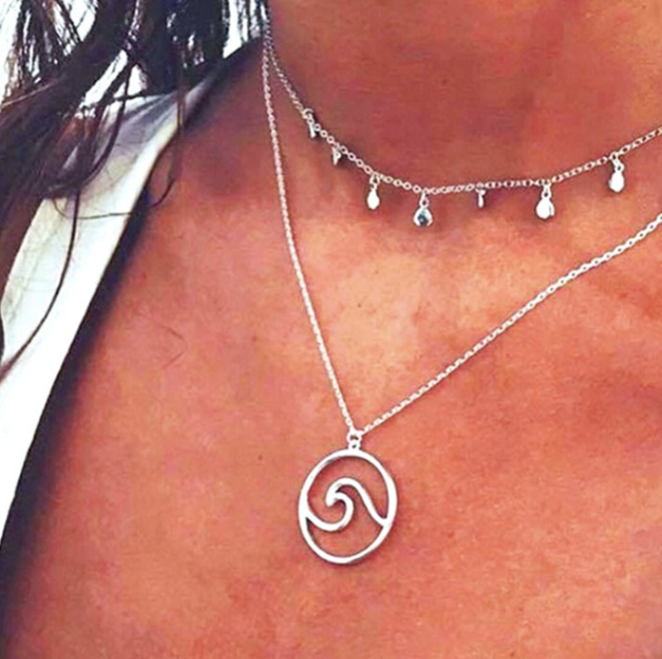 Five-point Star Sun Moon Pendant Necklace