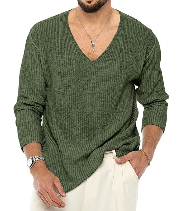 Long Sleeve V-neck Sweater Image 3