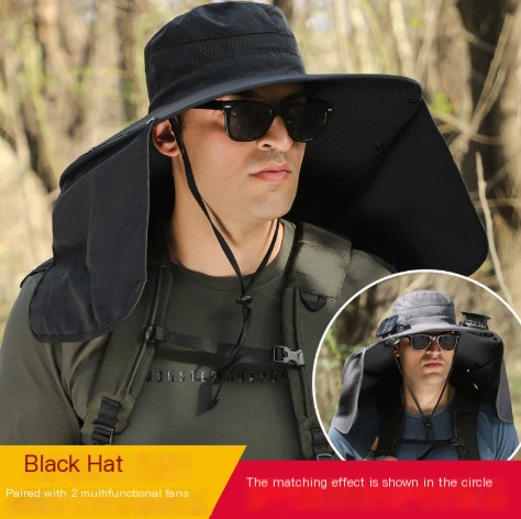 Dayan Sunscreen Sun Hat Outdoor Sunshade Big Shawl Neck Protection Hat Large Wind Power Rechargeable Solar Dual Fan Hat