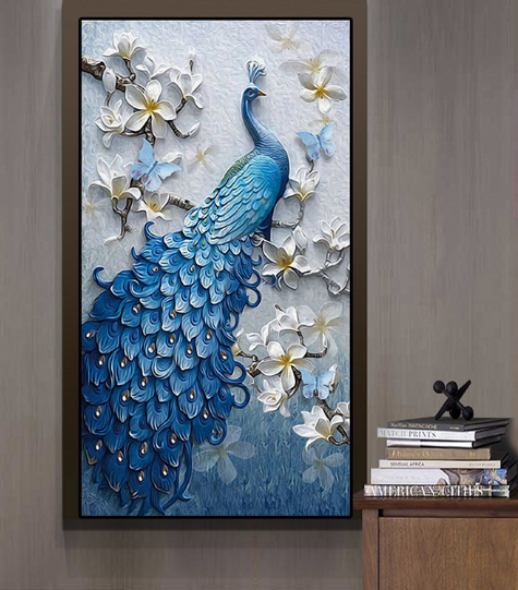 Vibrant Blue Peacock Diamond Art