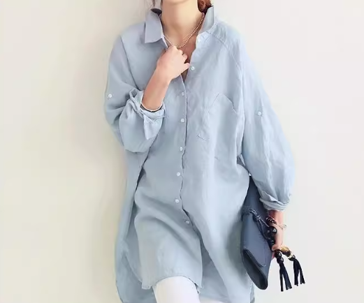 White Cotton Blend Shirt Dress