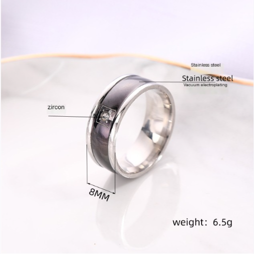 Stainless Steel Men's Diamond Set Zircon Ring Image 1
