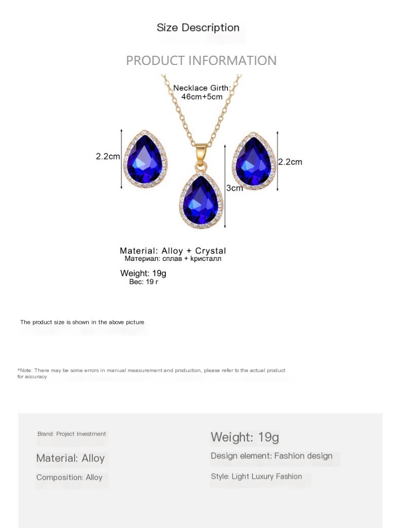 Water Drop Necklace and Earring Set