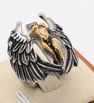 Vintage Winged Angel Cross Ring