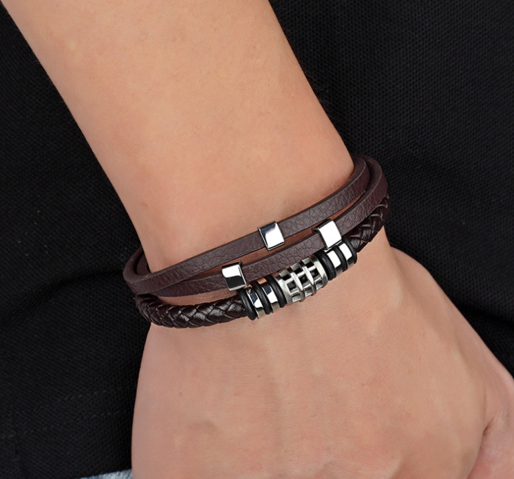 Black Multi-layer Leather Bracelet 1